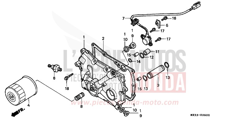 COUVERCLE BOITE VITESSES de Gold Wing Aspencade PEARL ROYAL MAGENTA (RP151) de 1993